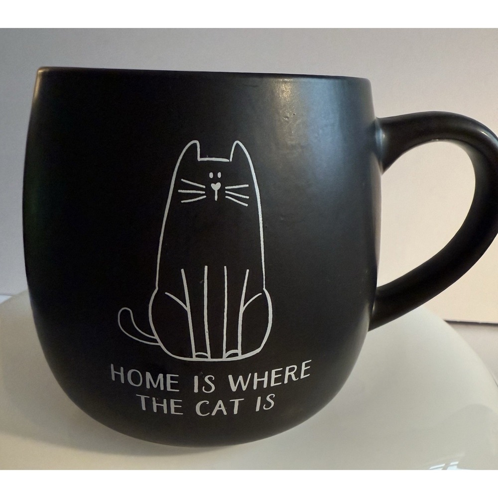 HOME IS WHERE THE CAT IS Coffee Mug Real Living Pet Animal Lover Hot Chocolate